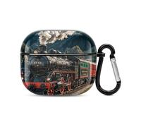 Custodia per auricolari Bluetooth con locomotiva a vapore, protezione completa, antiurto, custodia rigida con supporto per ricarica wireless con portachiavi, regalo personalizzato per AirPods 3