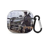 Custodia per auricolari Bluetooth con locomotiva a vapore, protezione completa, antiurto, custodia rigida con supporto per ricarica wireless con portachiavi, regalo personalizzato per AirPods 3