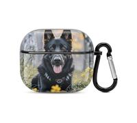 Custodia per auricolari Bluetooth, motivo cane pastore tedesco, protezione integrale antiurto, custodia rigida con supporto per ricarica wireless con portachiavi, regalo personalizzato per AirPods 3