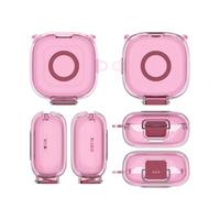 Custodia per auricolari compatibile con Soundcore P31i, guscio protettivo in TPU trasparente con blocco interruttore e moschettone (rosa trasparente)