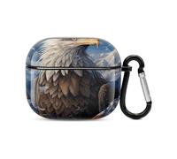 Custodia per auricolari con aquila, quadrata, con moschettone, custodia per auricolari per AirPod di terza generazione, con accessori portachiavi