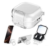 Custodia per auricolari con cavalletto, adatta per Samsung Buds 4 e Buds 4 Pro, custodia rigida in PC con blocco di sicurezza, angolo di visione regolabile, supporto e anello portachiavi, guscio