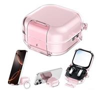 Custodia per auricolari con cavalletto, adatta per Samsung Buds 4 e Buds 4 Pro, custodia rigida in PC con blocco di sicurezza, angolo di visione regolabile, supporto e anello portachiavi, guscio