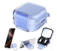 Custodia per auricolari con cavalletto, adatta per Samsung Buds 4 e Buds 4 Pro, custodia rigida in PC con blocco di sicurezza, angolo di visione regolabile, supporto e anello portachiavi, guscio