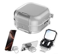 Custodia per auricolari con cavalletto, adatta per Samsung Buds 4 e Buds 4 Pro, custodia rigida in PC con blocco di sicurezza, angolo di visione regolabile, supporto e anello portachiavi, guscio