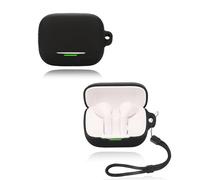 Custodia per auricolari EarFun Air Pro 4+, yystao, in morbido silicone, compatibile con EarFun Air Pro 4+, con cordino, antipolvere, antiurto e durevole, colore: Nero