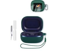 Custodia per auricolari JBL Live Buds 4, in morbido silicone, portatile, antigraffio, resistente agli urti, con 2 pellicole proteggi schermo, kit di pulizia, moschettone e cordino, verde