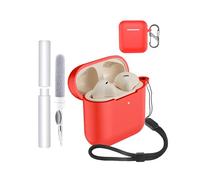 Custodia per auricolari Marshall Minor IV, resistente agli urti, impermeabile, morbida e sottile copertura in silicone con cordino, portachiavi e kit di pulizia, colore rosso