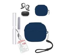 Custodia per auricolari SHOKZ OpenFit Pro, resistente agli urti, impermeabile, morbida e sottile copertura in silicone con cordino, portachiavi e kit di pulizia, blu