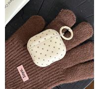 Custodia per auricolari vintage semplice di colore caffè latte con pois e anello per appendere, adatta per AirPods di 4a generazione, custodia carina per auricolari Apple di 2a e 3a generazione, nuova