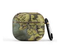 Custodia per auricolari wireless con mappa della Terra di Mezzo per auricolari di terza generazione, ultra leggera, protezione completa con portachiavi, custodia protettiva rigida con LED frontale