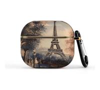 Custodia per auricolari wireless con Torre Eiffel di Parigi romantica per auricolari di terza generazione, ultra leggera, protezione completa con portachiavi, custodia protettiva rigida con LED