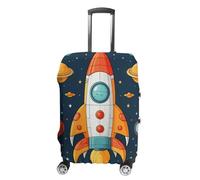 Custodia per bagagli Razzo Clip Art Astronave Copertura Valigia per Bagagli Approvata Tsa Protezione Valigia Elastico Protettore per Valigia Antigraffio Lavabile Adatto 45-30 cm, Bianco, M, alla moda