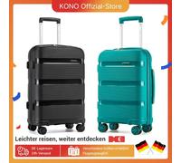Custodia per bagaglio a mano KONO 55/65/75 cm-Custodia rigida TSA Lock a 4 rotoli in polipropilene leggero turchese/nero