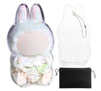 Custodia per bambole da 17 cm, custodia protettiva per bambola, custodia in plastica trasparente per bambola Have a Seat, peluche con portachiavi e borsa in flanella, scatola di plastica trasparente