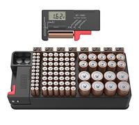Custodia per batteria con tester, contenitore per batteria per contenere 110 batterie di varie dimensioni AAA, AA, 9 V, C e D (non incluse batterie)