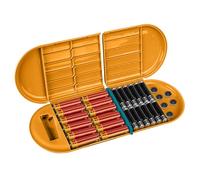 Custodia per batterie Linkidea con tester, custodia portatile per batterie compatibile con 12 AA, 12 AAA, pile a bottone, scatola per batterie a strato singolo (arancione)