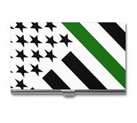 Custodia per biglietti da visita personalizzata con bandiera Lineman USA linea sottile verde porta biglietti da visita professionale organizer tascabile per uomini e donne, Stile:, Taglia unica,