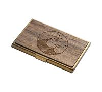 Custodia per Biglietti da Visita Porta biglietti da visita in legno creativo Porta biglietti da visita in metallo da lavoro in acciaio inossidabile Porta carte portatile maschile e femminile Porta Big
