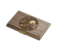 Custodia per Biglietti da Visita Porta biglietti da visita in legno creativo Porta biglietti da visita in metallo da lavoro in acciaio inossidabile Porta carte portatile maschile e femminile Porta Big