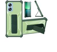 Custodia per Blackview A52 Pro Coque Custodia Case Ibrida [Con protezione dello schermo in vetro temperato] [supporto magnetico pieghevole] [resistente alle impronte digitali smerigliato] verde