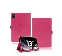 Custodia per Blackview Mega 8 Tablet 13 Pollici, Yystao PU Custodia Compatibile con Blackview Tablet Mega 8 - Cinturino da polso, Pelle Testurizzata Design Pieno avvolgente, Rosa - Rosso