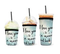 Custodia per caffè freddo in neoprene, facile da pulire, ti amo fino alla luna e ritorno, custodie per tazze isolate e resistenti per bevande calde e fredde, conservazione del calore.
