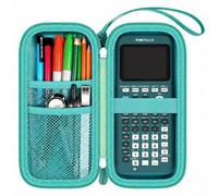 Custodia per calcolatrice TI-84 Plus CE/Evo/TI-30XS/TI-Nspire CX II, verde | Custodia rigida per calcolatrice grafica con cinturino elastico, tasche in rete e cinturino da polso per zaino scolastico