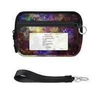 Custodia per carte di credito astratta con cerniera per donne e uomini con finestra d'identità spazio stelle portafoglio portatile leggero piccolo portamonete cerniera borsa organizer per carte