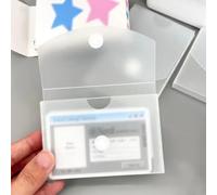 Custodia per carte di credito con bottone a pressione, portatile, trasparente, per piccole carte, impermeabile, antipolvere, per carte d'identità, biglietti da visita, adesivi, cartoline fotografiche