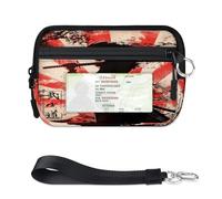 Custodia per carte di credito con cerniera per donne e uomini con finestra d'identità Samurai portafoglio portatile leggero piccole borse con cerniera portamonete organizer per carte