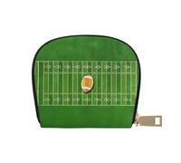 Custodia per carte di credito con cerniera, per donne/uomini, in pelle sintetica, con motivo pallone da football americano, con tasca per carte di credito, American Football Field Ball Sport, Taglia