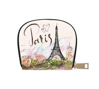 Custodia per carte di credito con fantasma di Halloween, nera, con cerniera, per donne/uomini, in pelle sintetica, con scomparto per carte di credito, Torre Eiffel, Taglia unica