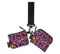 Custodia per carte di credito da donna con stampa leopardata colorata al neon borsa per biglietti da visita piatta sottile organizer per soldi con tasca con cerniera per viaggi di lavoro 2 confezioni