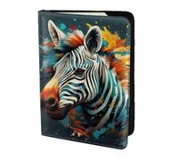 Custodia per carte di credito in pelle con stampa astratta animale zebra accessori da viaggio porta passaporto copertura portafoglio per donne uomini, nero, Taglia unica