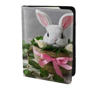 Custodia per carte di credito in pelle con stampa di coniglietto, accessori da viaggio, porta passaporto, portafoglio per donne e uomini, nero, Taglia unica