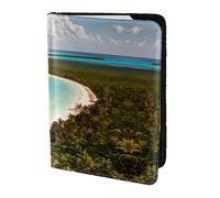 Custodia per carte di credito in pelle con stampa isola di cuba, accessori da viaggio, porta passaporto, portafoglio per donne e uomini, nero, Taglia unica