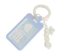 Custodia per carte scorrevole Custodia protettiva per carte in plastica trasparente con attacco portachiavi per borsa per zaino Portachiavi con ciondolo Protezione per carte pasto in plastica