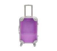 Custodia per casa delle bambole per mini valigie e giocattoli, mini valigia trasparente con ruote e manico retrattile, 7,5 x 3,5 x 12,5 cm, organizer per accessori per bambole, viola