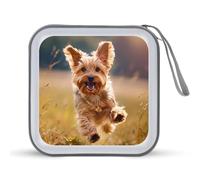 Custodia per CD con cane Yorkshire Terrier, portatile, capacità 40, organizer per DVD da viaggio in auto, Stile:, Taglia unica