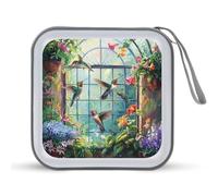 Custodia per CD con fiori di colibrì, portatile, capacità 40, organizer per DVD da viaggio in auto, Stile:, Taglia unica