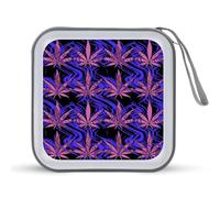 Custodia per CD con foglie di erbacce fluo viola brillante e divertente organizer per 40 DVD, collezione DVD, portafoglio per auto, casa, viaggio