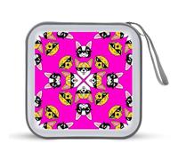 Custodia per CD con motivo bulldog francese, Corgi Labrador con occhiali da sole, organizer per 40 CD, collezione DVD, portafoglio per auto, casa, viaggio