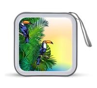 Custodia per CD divertente con foglie e tucani al tramonto, organizer per 40 libri, per auto, casa, viaggio