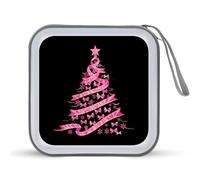 Custodia per CD per la sensibilizzazione al cancro al seno con nastro natalizio per la lotta al seno, portatile, con capacità di 40 DVD, organizer per viaggi in auto, Stile:, Taglia unica