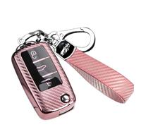 Custodia per chiave auto compatibile con Volkswagen VW Polo Skoda Fabia Golf 4/5/6 T5 Multivan a telecomando a 3 pulsanti Cover Guscio Scocca Chiave con portachiavi
