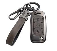 Custodia per Chiave Auto Grigia Compatibile con VW Volkswagen Polo Golf 4/5/6 Multivan T5 Caddy Jetta Bora Superb Passat Skoda Fabia Seat Ibiza 3 Pulsanti Flip Key in Lega di Zinco Custodia Protettiva