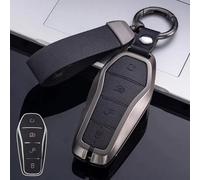 Custodia per chiave auto in lega di zinco e pelle, per BYD Song Qin Han EV e Tang, progettata per l'accessibilità completa dei pulsanti e un uso duraturo (nero)