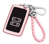 Custodia per chiave auto per Renault, 4 tasti Keyless Smart TPU con portachiavi, in TPU Smart Key Case, custodia telecomando per chiave auto Renault Koleos (argento 1)