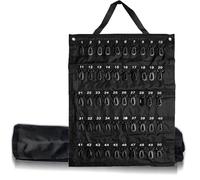 Custodia per chiavi arrotolabile, portatile, con 30/40/50 posizioni chiave, per auto, vendite, immobiliare, gestione alberghiera, Nero , 50 Hooks (Positions), moderno